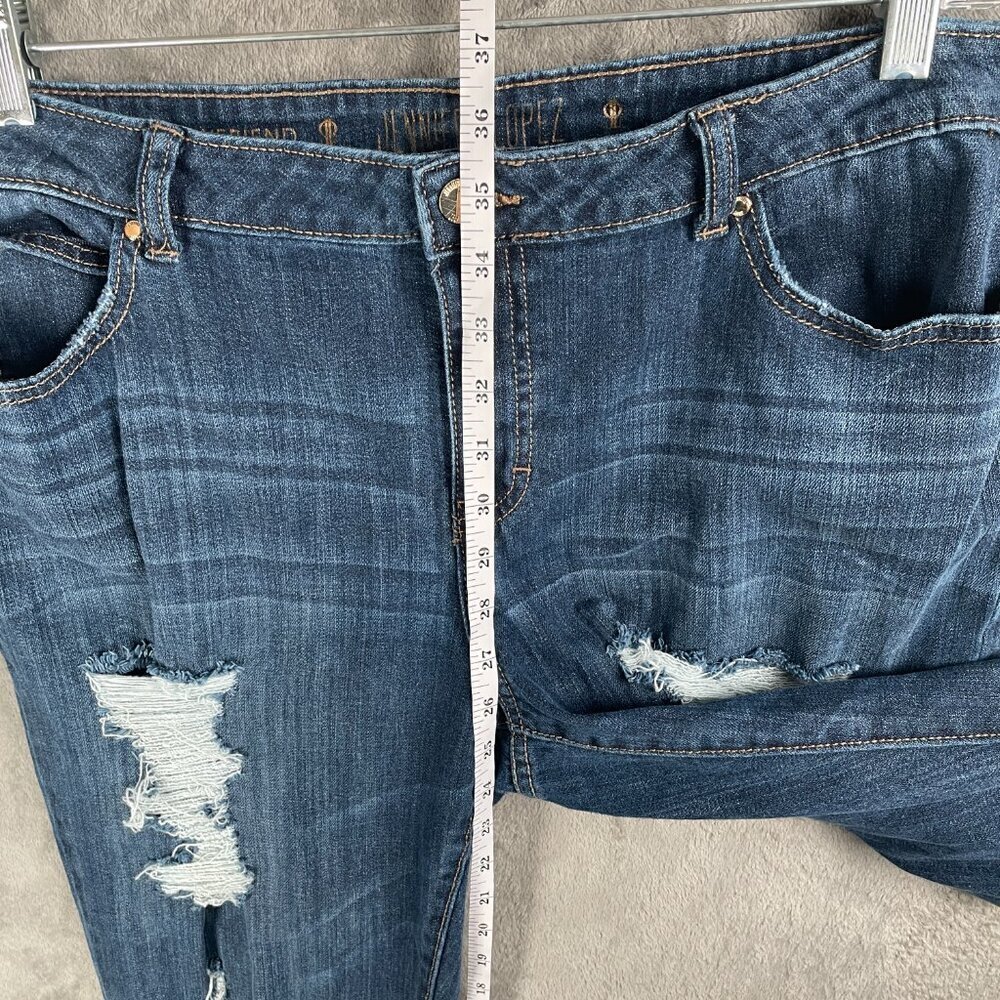 Jennifer Lopez Boyfriend Jeans Womens 14 Medium Wash Distressed Y2K Grunge Retro - Picture 6 of 8